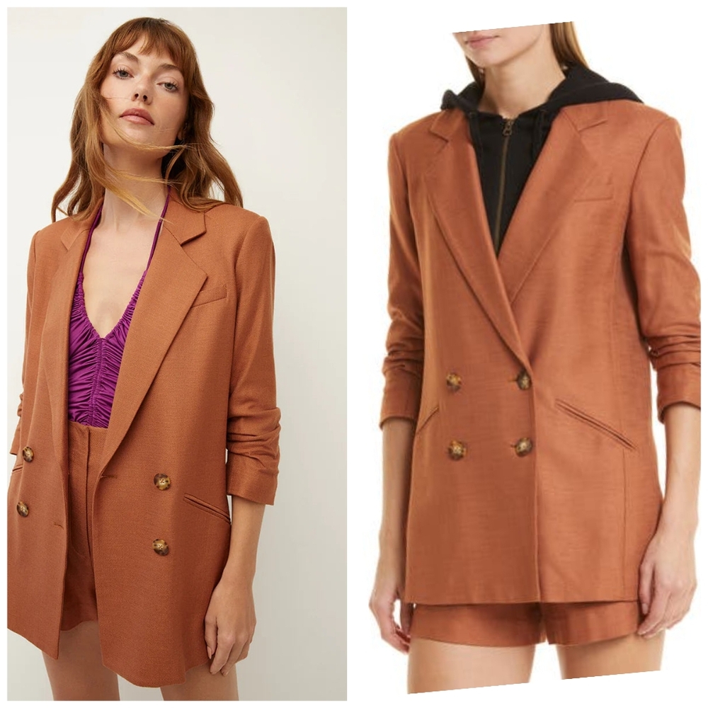 Veronica Beard Rupert Brown Double Breasted Dickey Jacket Blazer Size 20 Plus